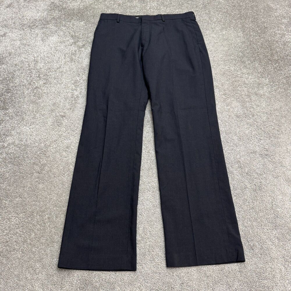 Banana Republic Tailored Pinstripe Dress Trousers Men 32x32 Navy Blue Classic